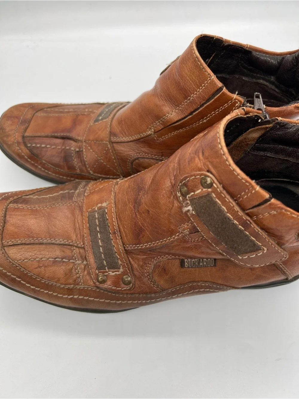 Buckaroo Men's Casual Leather Ankle Boots in Brown